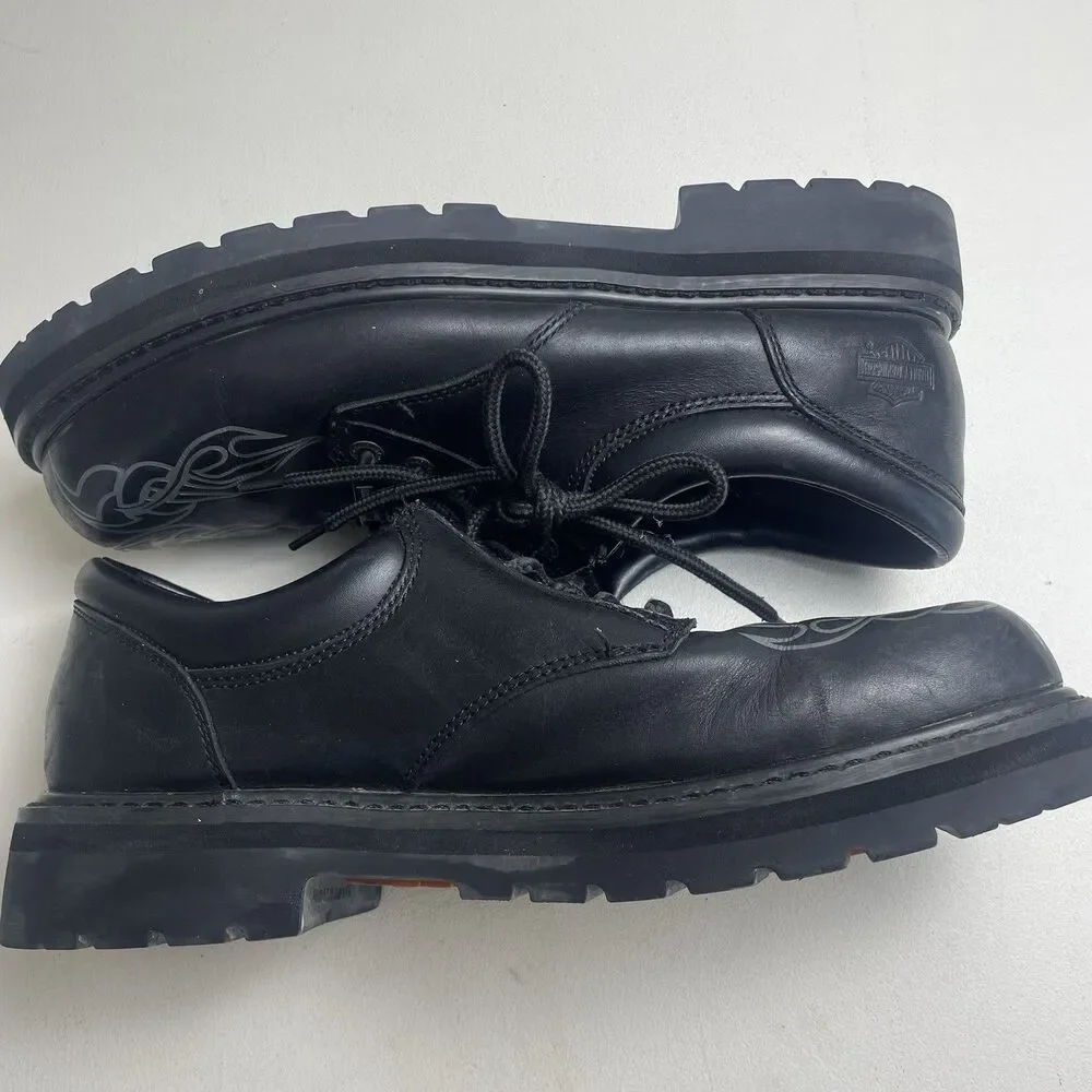 Harley Davidson Men's Black Leather Low Top Motorcycle Riding  Dress Shoes 13
